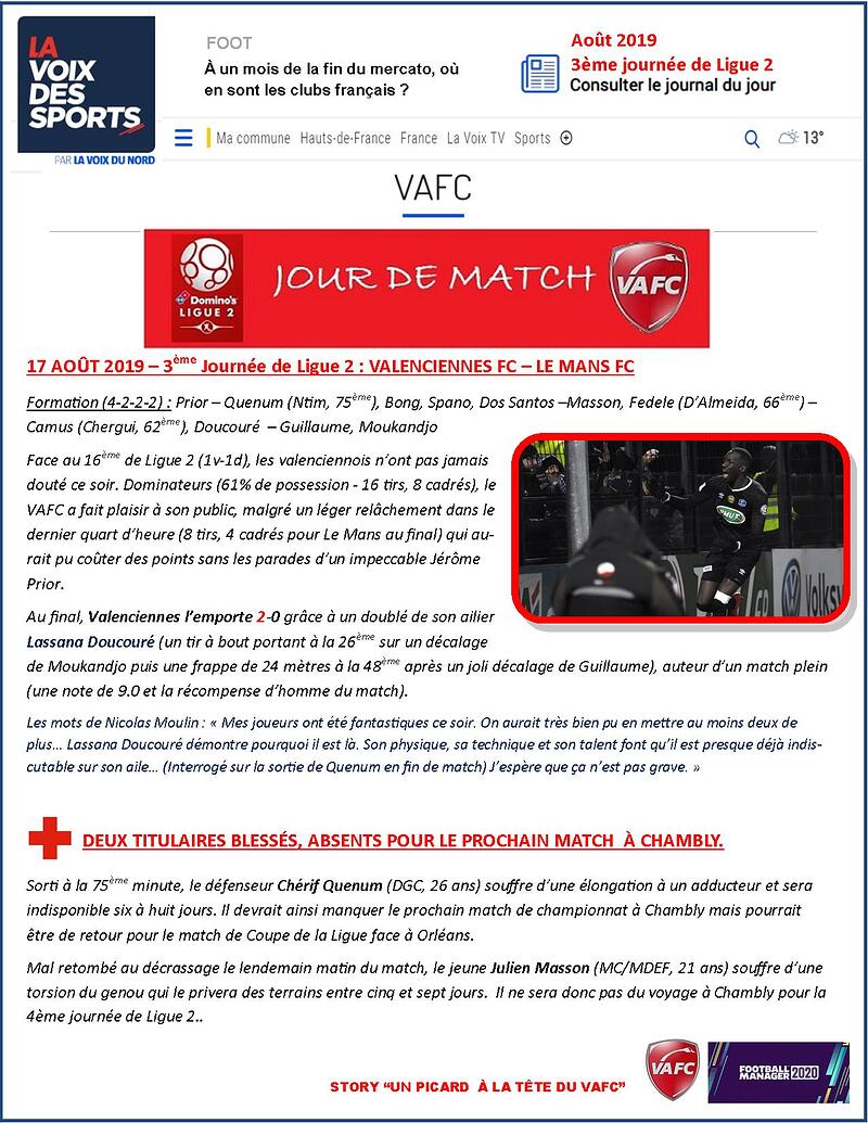 VAFC - 04 - Aout 2019 - Ligue 2 - Journee 3