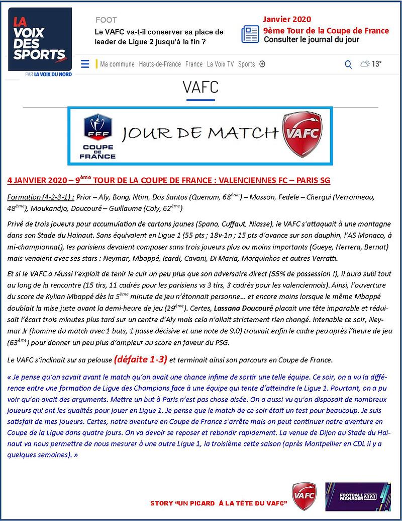 VAFC - 10 - Janvier 2020 - Coupe de France - 9e Tour