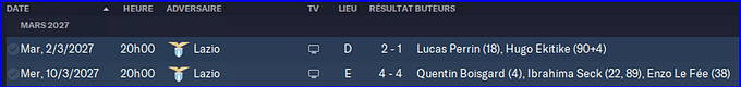 Match 16ème lazio