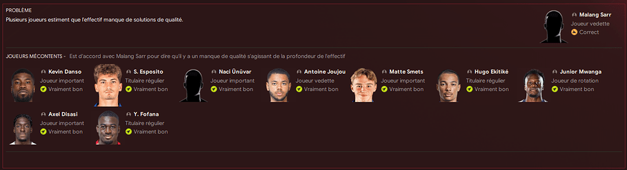3 joueurs pas content Gardien