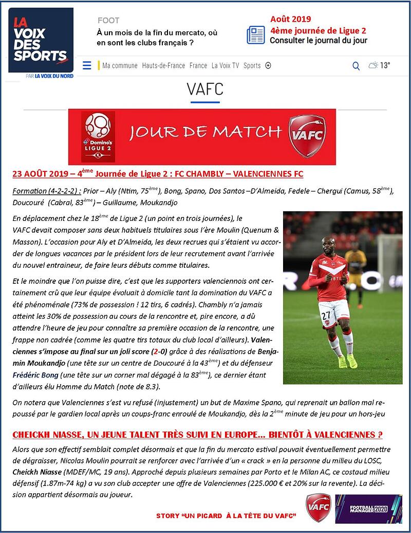 VAFC - 04 - Aout 2019 - Ligue 2 - Journee 4