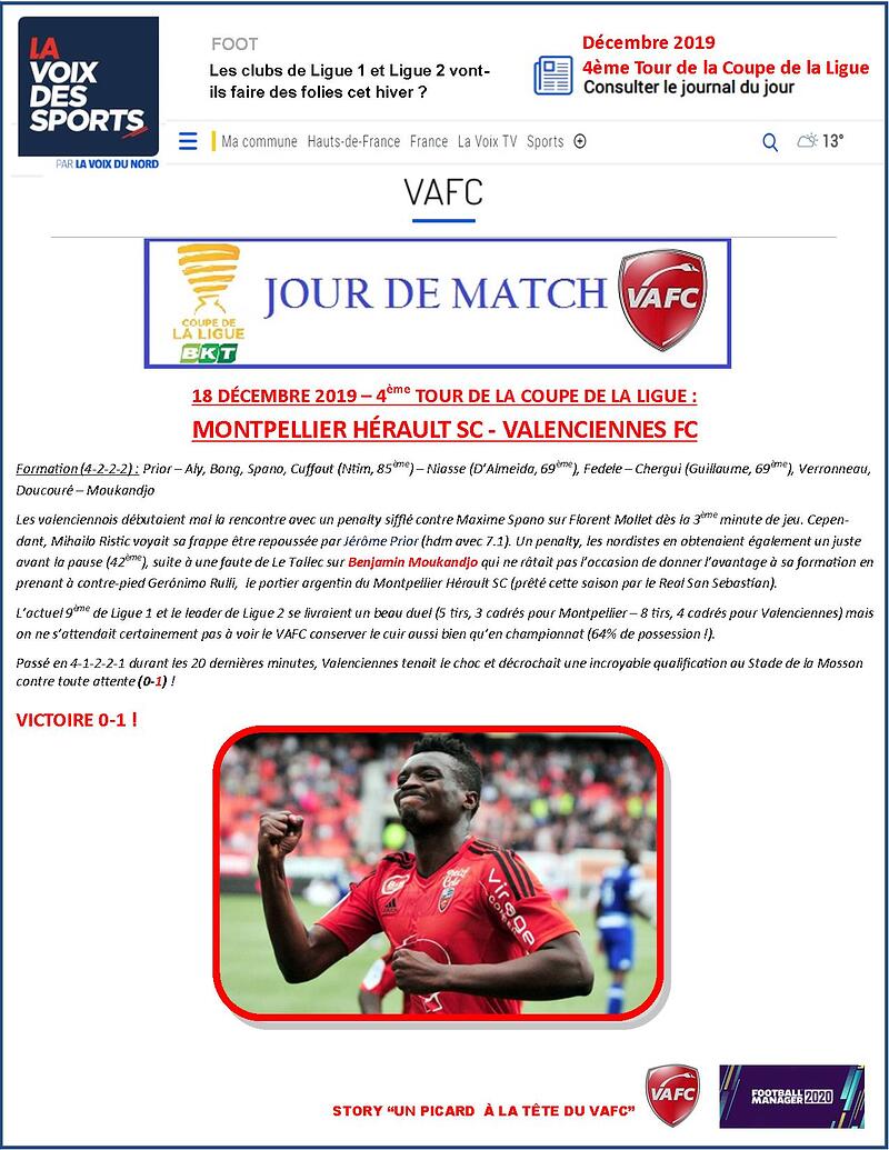 VAFC - 09 - Decembre 2019 - Coupe de Ligue - 4e Tour