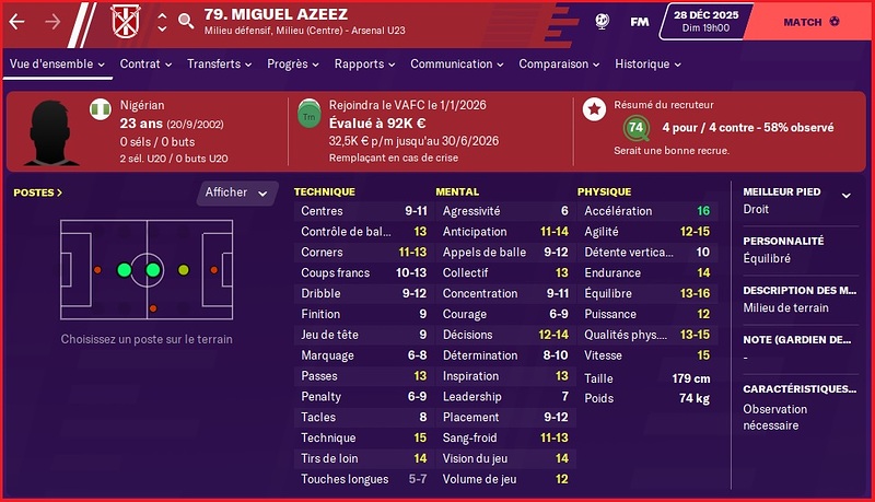 Recrue Hiver 2026 - Miguel Azeez