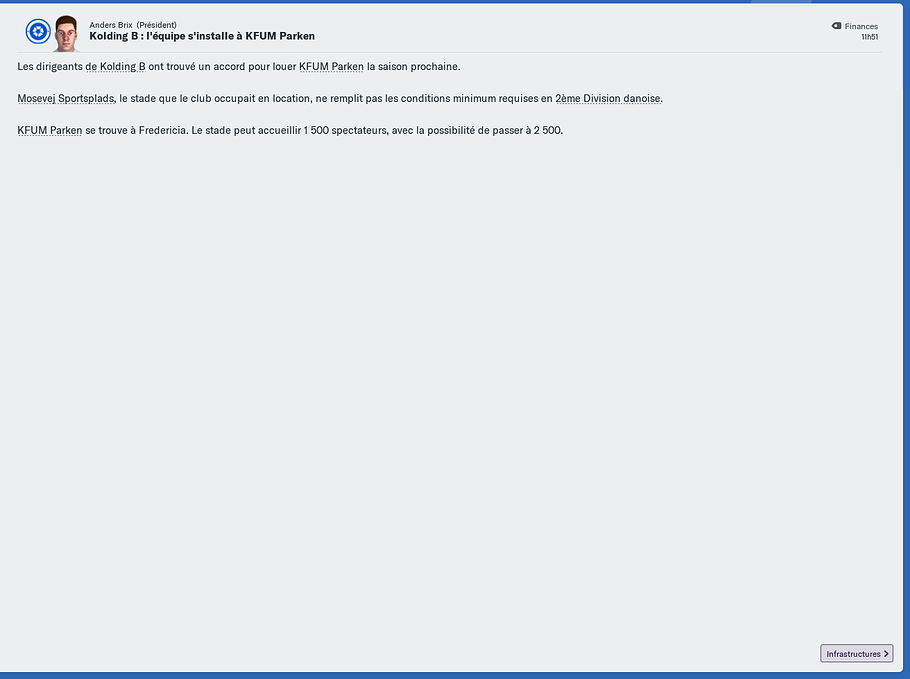 Changement stade Kolding B