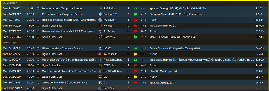 Calendrier nouvelle partie.