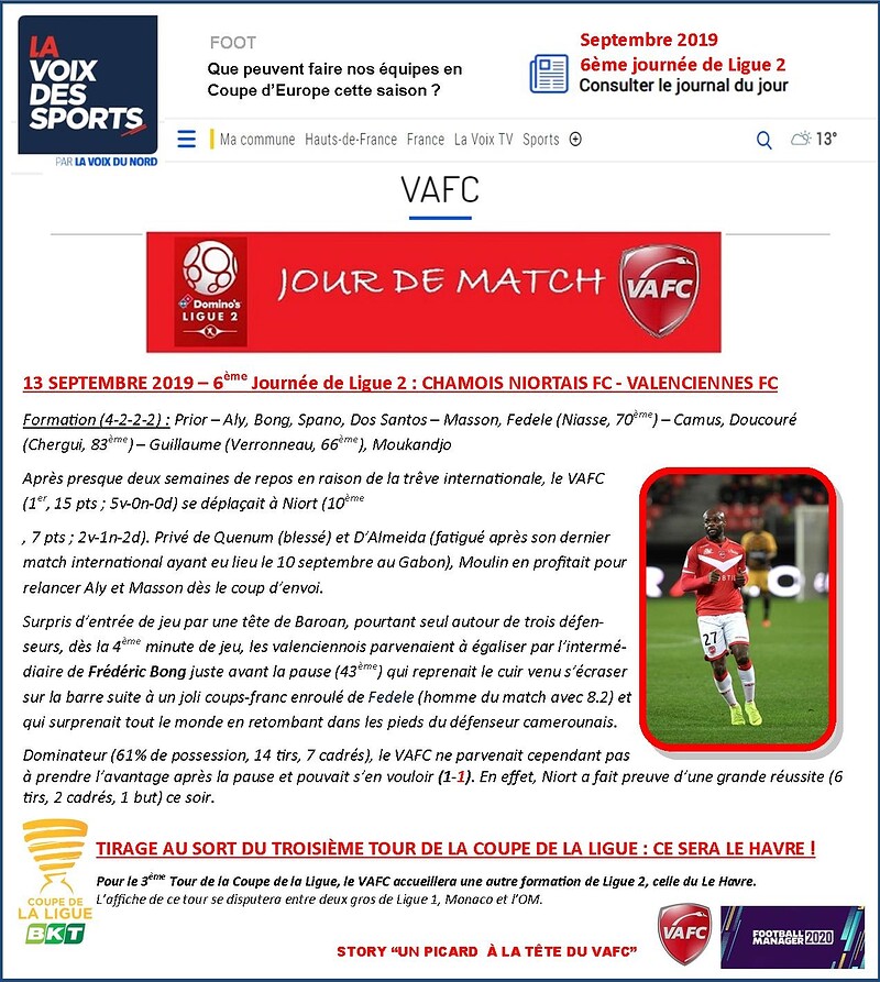 VAFC - 06 - Septembre 2019 - Ligue 2 - Journee 6