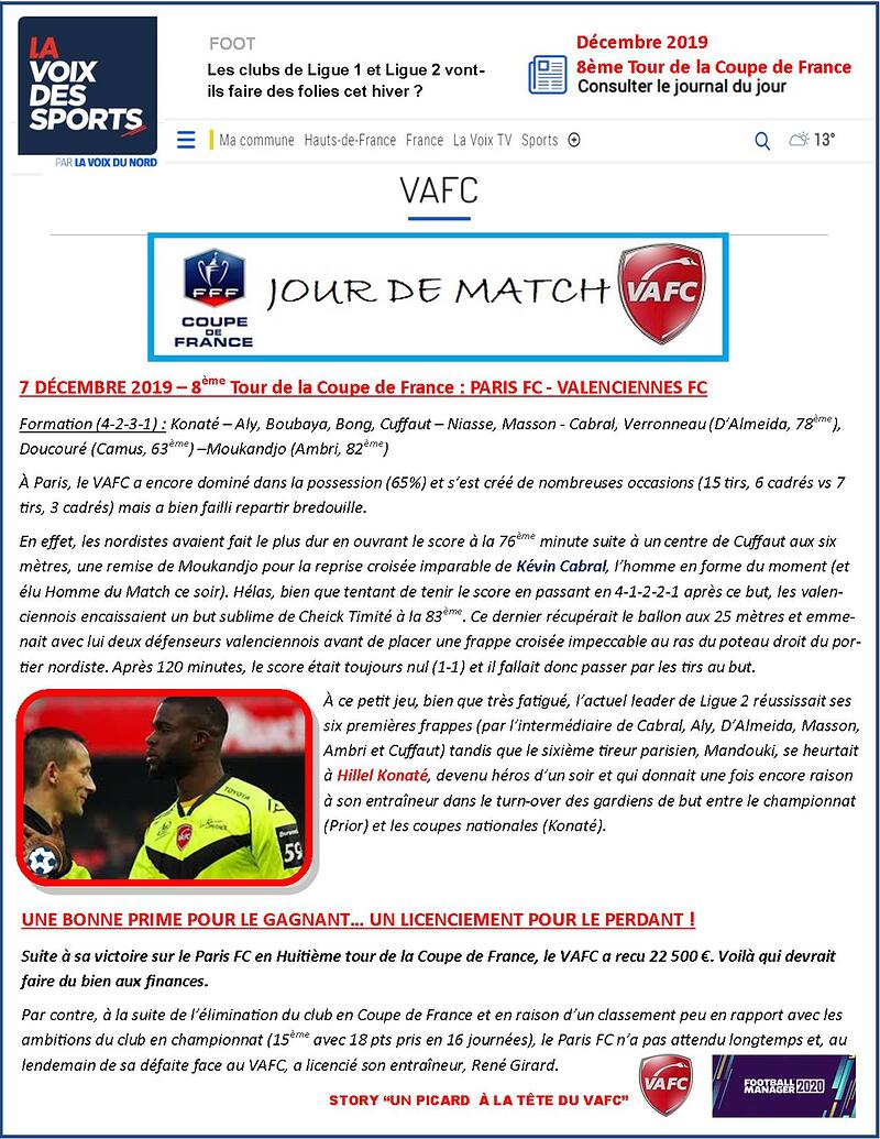 VAFC - 09 - Decembre 2019 - Coupe de France - 8e Tour