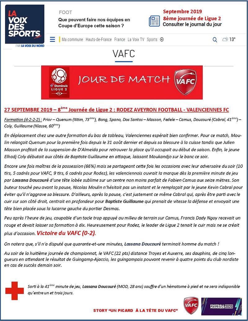 VAFC - 06 - Septembre 2019 - Ligue 2 - Journee 8