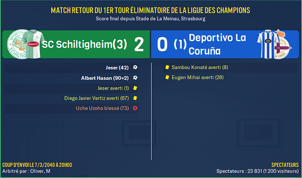 SC Schiltigheim - Deportivo La Coruña_ Résumé