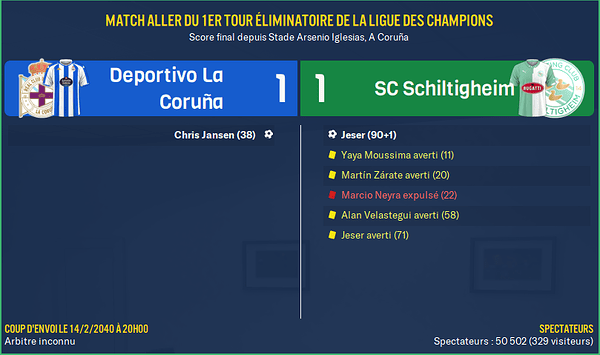 Deportivo La Coruña - SC Schiltigheim_ Résumé