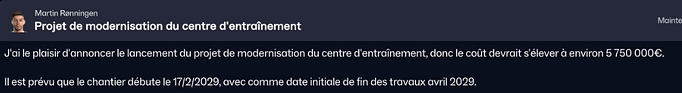 début modernisation structures de formation