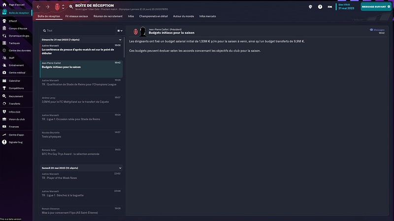 Budget Saison 2 - Reims