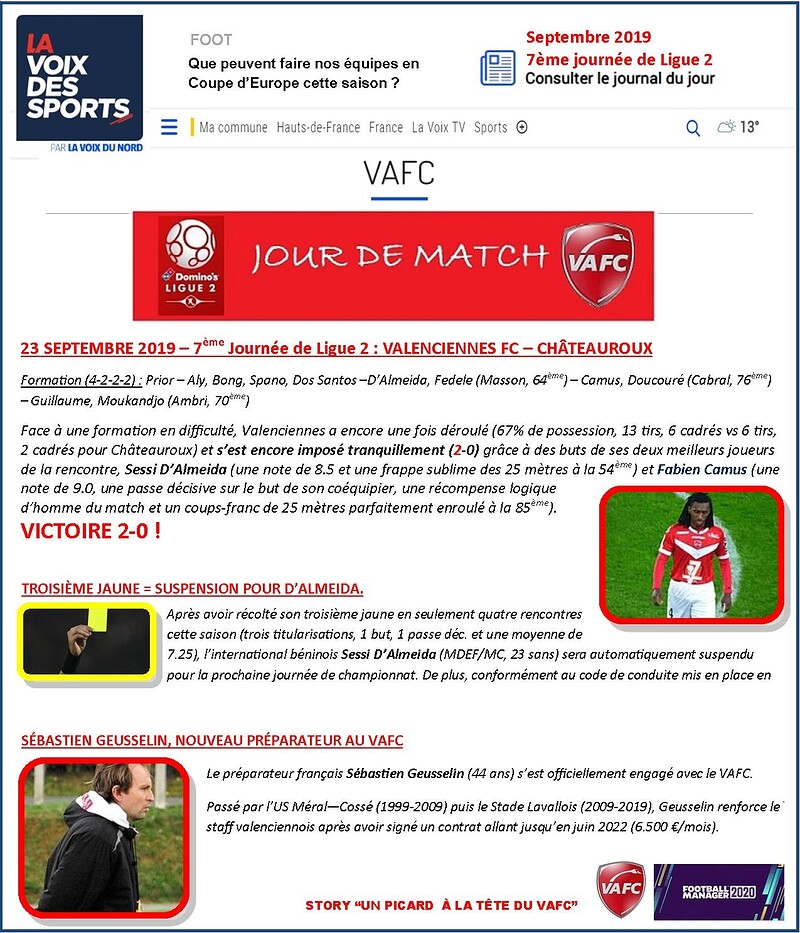 VAFC - 06 - Septembre 2019 - Ligue 2 - Journee 7