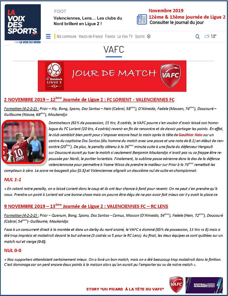 VAFC - 08 - Novembre 2019 - Ligue 2 - Journee 12 & 13