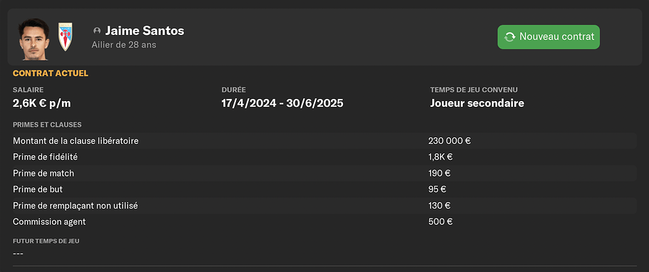 Contrat Jaime Santos