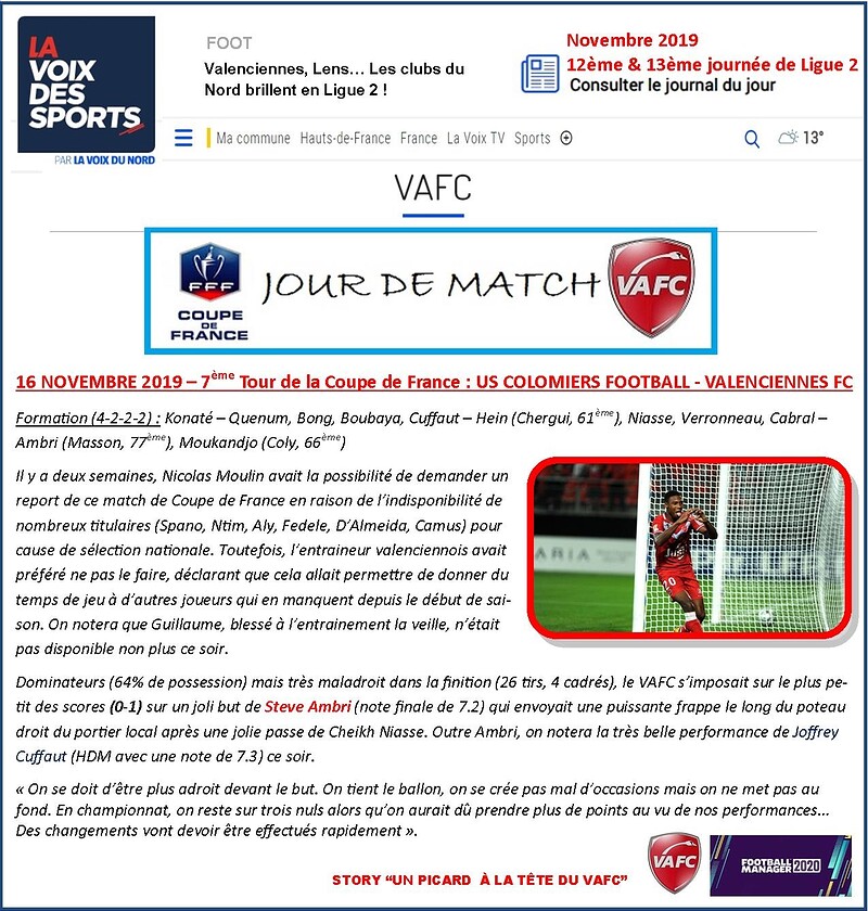 VAFC - 08 - Novembre 2019 - Ligue 2 - Coupe de France - 7e Tour