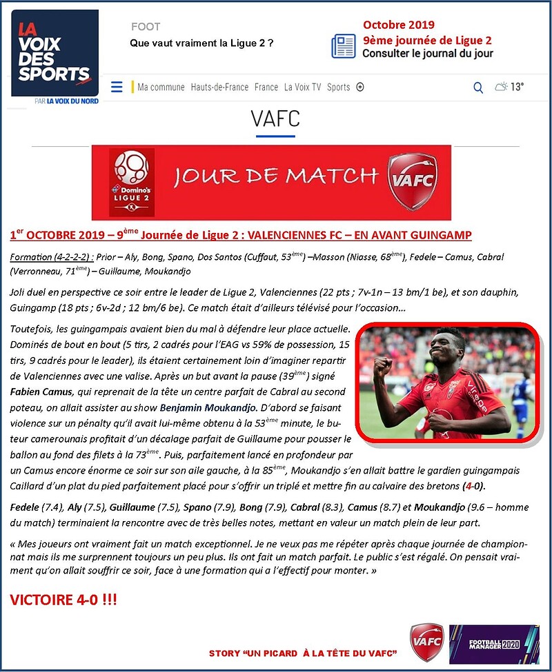 VAFC - 06 - Septembre 2019 - Ligue 2 - Journee 9
