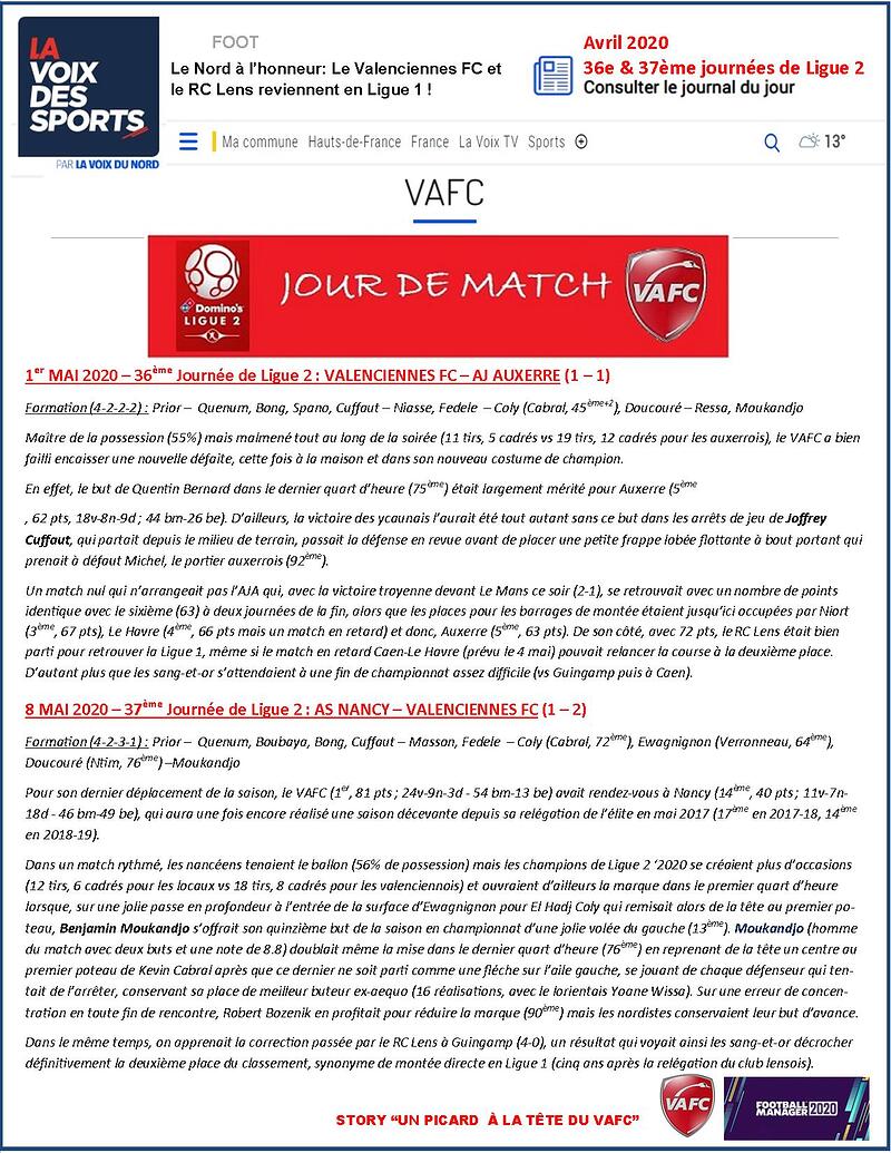 VAFC - 14 - Avril 2020 - J36 & J37