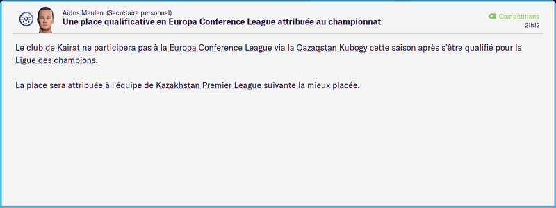 place supplementaire europa conference league