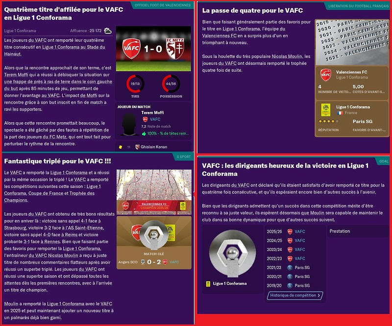 Saison 2025-2026 - Ligue 1 - 36ème Journée - Titre Assuré