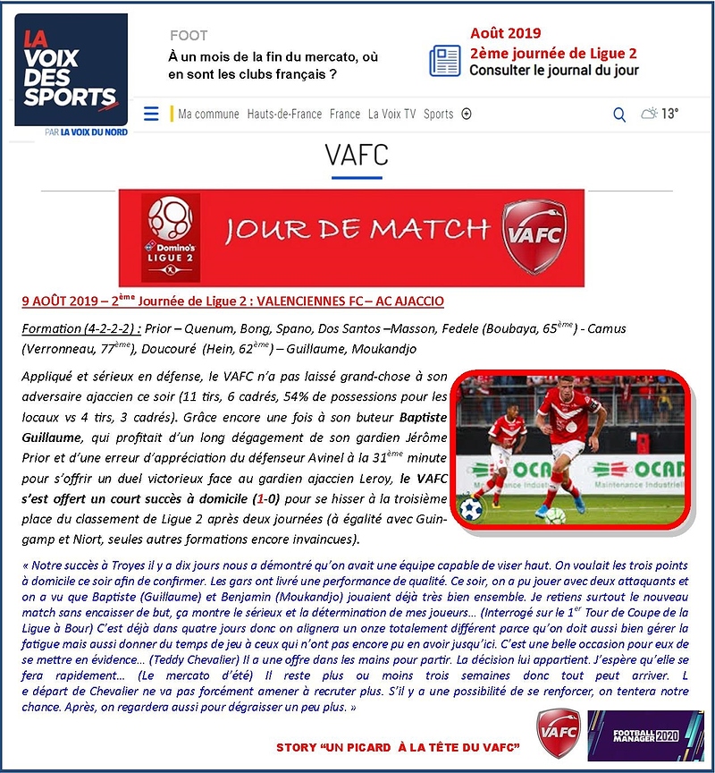 VAFC - 04 - Aout 2019 - Ligue 2 - Journee 2