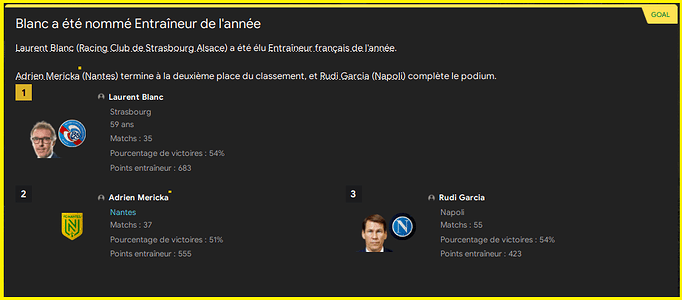 Entraineur de l'année