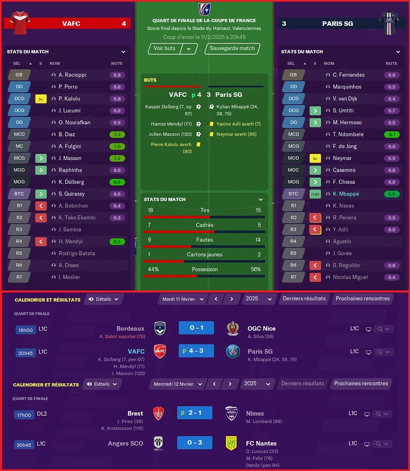 Saison 2024-2025 - Coupe de France - Quarts-de-Finale