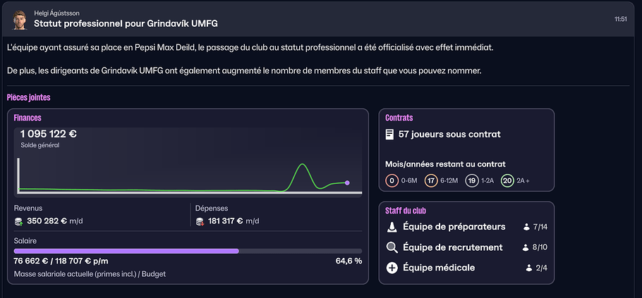 Passage au statut pro