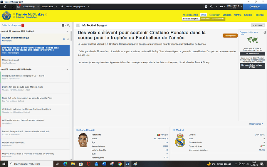 footballeurdelannee - favoris