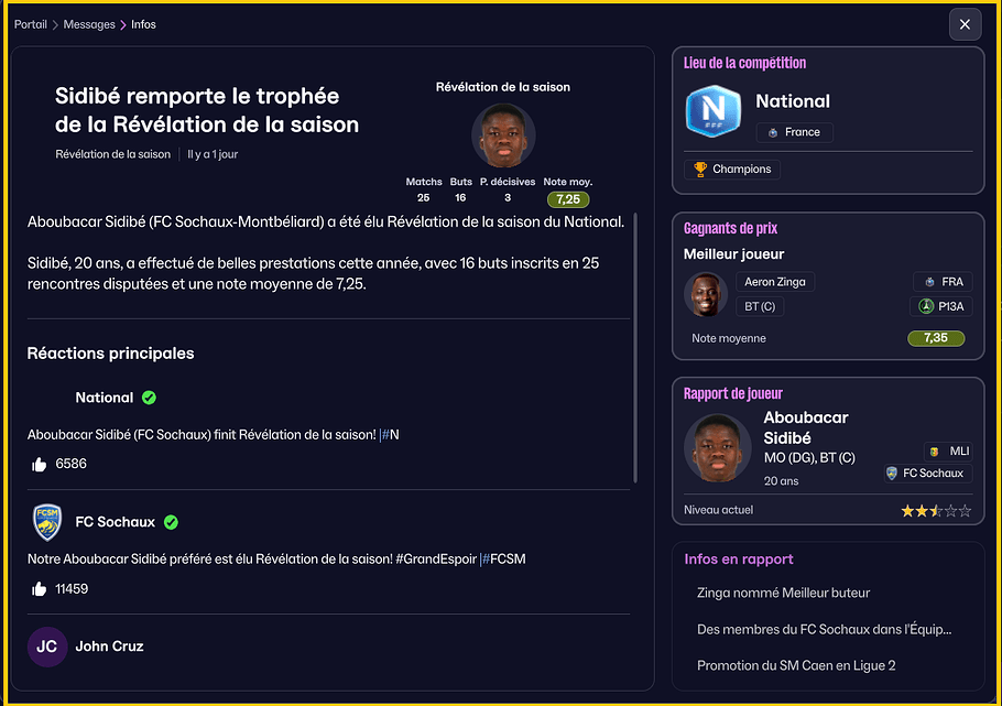 Révélation de l'année en N1