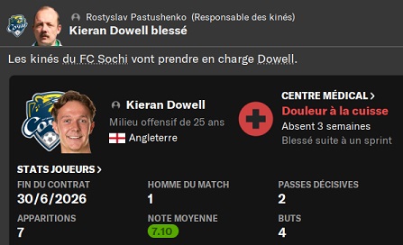 16.2 dowell blessé