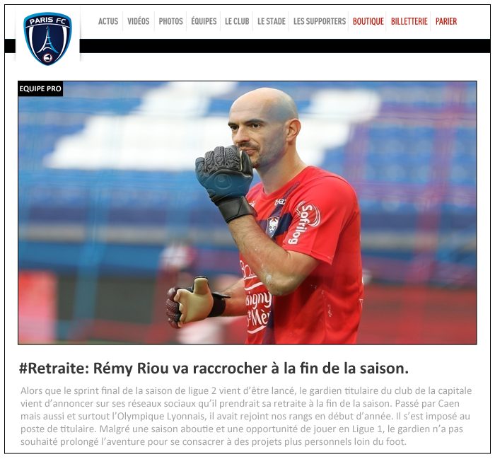 26 - ANNONCE - RIOU PREND SA RETRAITE