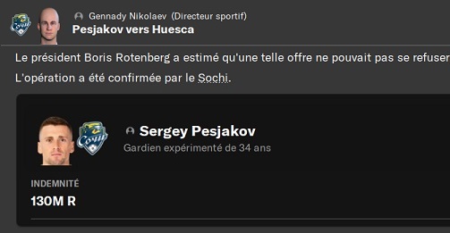 11.3 pesjakov out fin saison