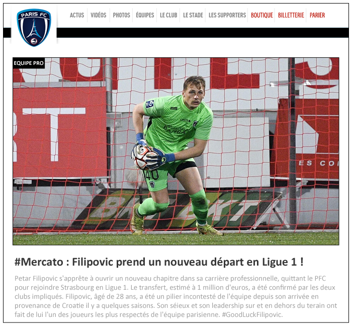 11 - ANNONCE - DEPART FILIPOVIC