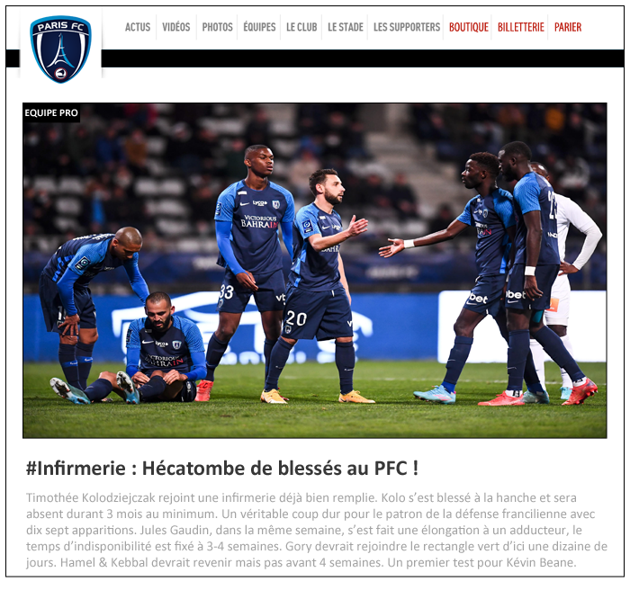 13 - ANNONCE - HECATOMBE DE BLESSE AU PFC