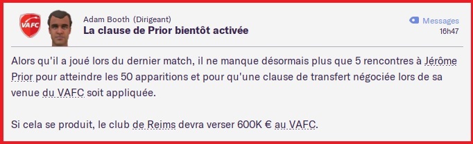 Finances - Jerome Prior 5 match avant paiement