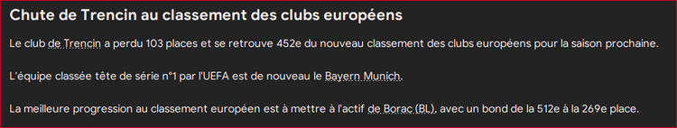 PS - Classement des clubs européens