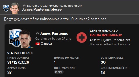 14.2 pantemis blessé