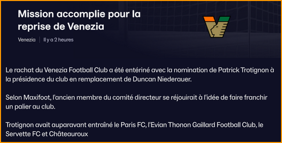 reprise du club acté