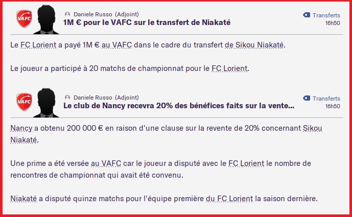Clause d'apparitions Niakaté