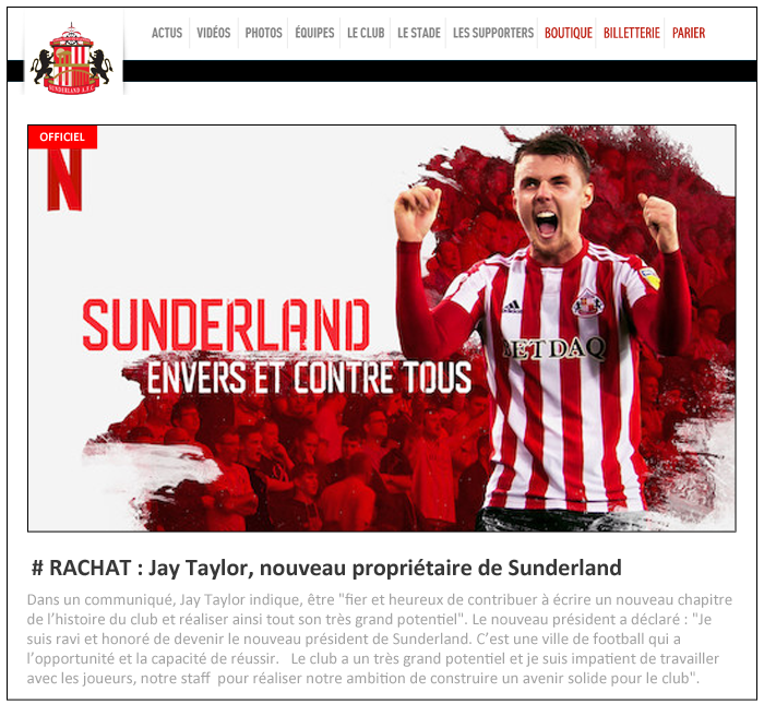 35 - SUNDERLAND - SITE OFFICIEL - RACHAT DU CLUB