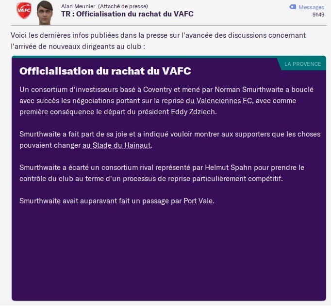 VAFC - Officialisation Rachat 2021