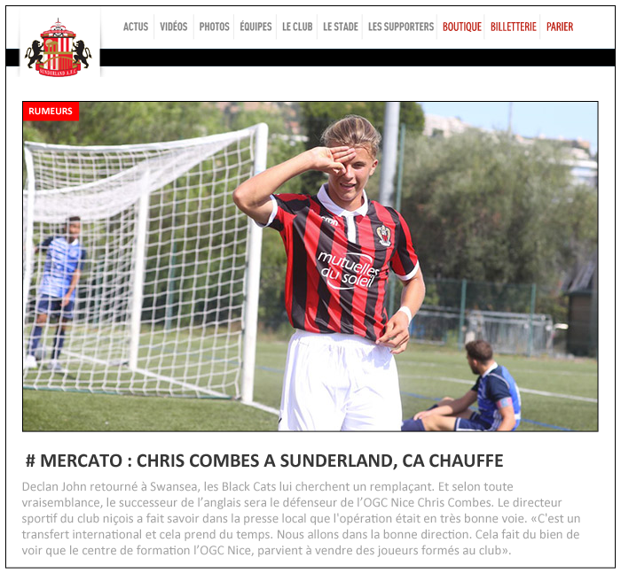20 - SUNDERLAND - SITE OFFICIEL - CHRIS COMBES A SUNDERLAND CA CHAUFFE