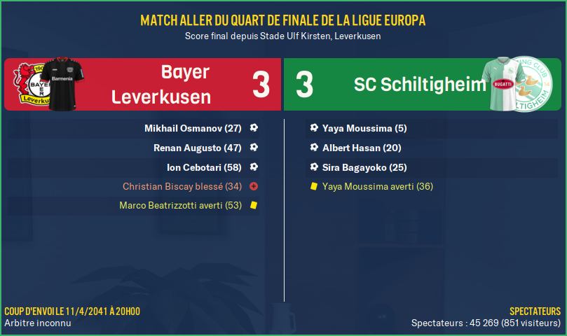 Bayer Leverkusen - SC Schiltigheim_ Résumé
