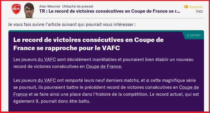 Record victoires consécutives CDF en vue