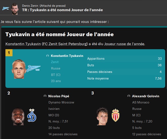 16.1 joueur russe annee