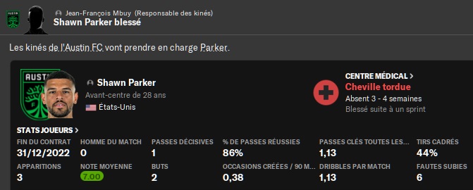 24.3 parker blessé