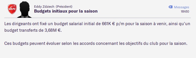Fin de saison - Budget Transfert