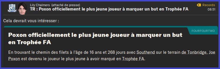 Poxon - plus jeune buteur Trophée FA