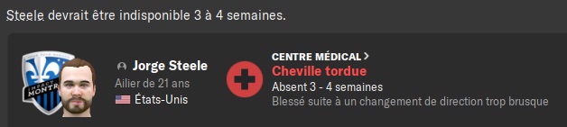 13.7 steele blessé